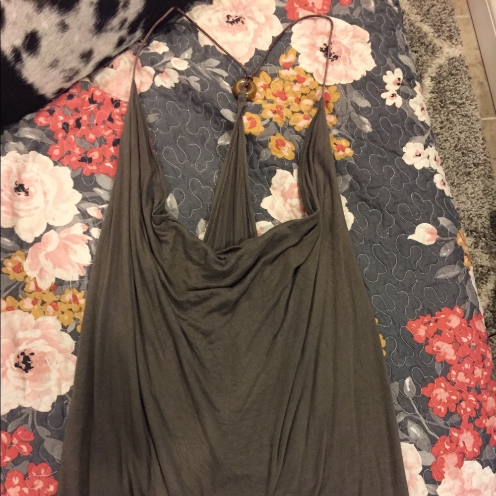 Green open back scoop top